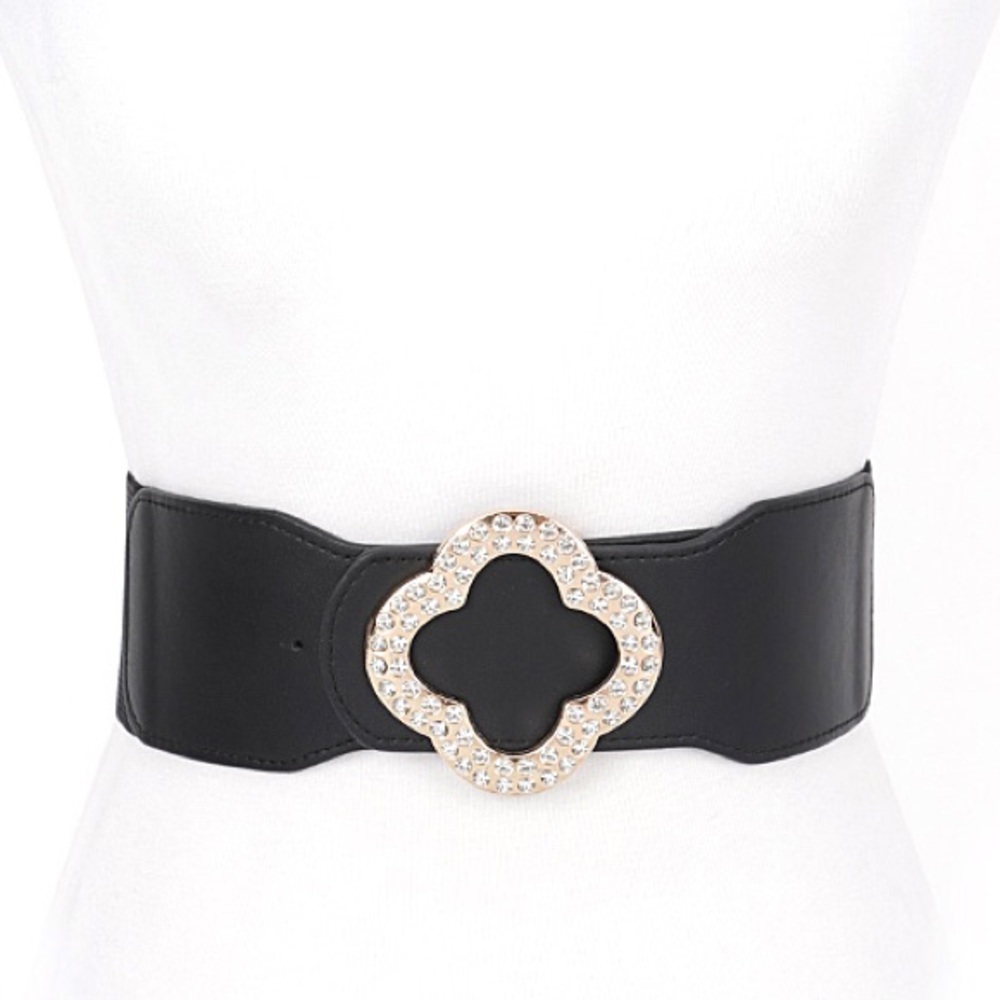 Plus Size Black & Gold Waist Statement Belt